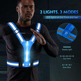 Simket Led Light Up Running Vest Reflective Vest for Walking at Night, High Visibility Night Running Gear Rechargeable Adjustable Running Lights for Runners Walkers Men Women (BLUE)