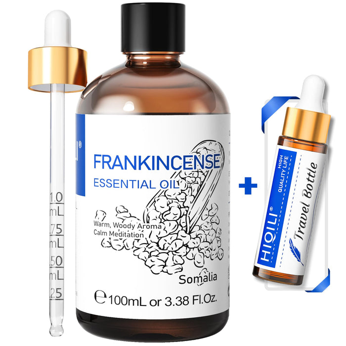 HIQILI 100ML Frankincense Essential Oil, for Massage, Pain Relief, 100% Pure and Natural 3.38 Fl Oz