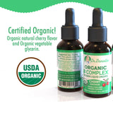 Organic Vitamin B Complex Liquid Drops | B Vitamins Complex Supplement with B3, B6, B7, B9 & Methyl B12 Drops for Adults & Kids | Vegan Cherry Flavor 1oz | 60 Servings / 2 Month Supply