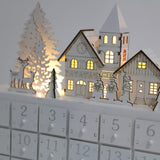 PIONEER-EFFORT Christmas Wooden Advent Calendar House with 24 Drawers Countdown to Christmas Decoration Fill Small Gifts for Kids (14.8'' x 3.1'' x10.6''., White)