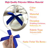 100 Pack Blue Satin Ribbon Twist Tie Bows for Treat Bags, Gift Bags, Bakery Candy Bags and Package Decorating Ribbon Bow, Bowknot for Gifts