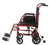 Medline Steel Transport Wheelchair, Folding Chair with Desk-Length Arms and Anti-Tippers