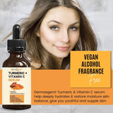 DERMAXGEN Turmeric Face Serum + Vitamin C: Organic Moisturizer for Acne Reduction, Clear Skin Tone, & Anti-Aging Benefits - Hydrate Dull & Dry Skin - Facial Serum - 4 FL OZ