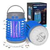 Solar Bug Zapper Outdoor Waterproof Mosquito Zapper for Patio Home Camping, 3 in 1 Cordless Rechargeable Mosquito Repellent Outdoor Patio Flashlight, Mosquito Killer Indoor - Blue, 2 PCS Patio