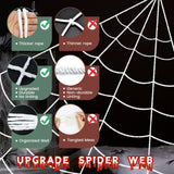 Halloween Decorations Outdoor 200" Halloween Spider Web + 59" Giant Fake Spider and 59" Round Spider Web + 29" Fake Spider, Indoor Outdoor Halloween Decorations Yard Home Parties Haunted House Decor