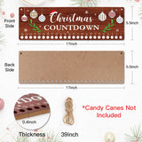 Christmas Countdown Wooden Advent Calendar(17”x5.5”), Candy Canes Days Until Xmas Wall Calendar with Snowflakes Christmas Balls Mistletoe, Christmas Number Date Decorations for Xmas Party Party