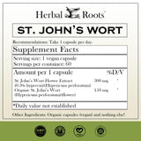 Herbal Roots St Johns Wort Capsules | 450 mg per Serving | Pure St. John’s Wort with No Binders or Fillers Non GMO | 60 Vegan Capsules