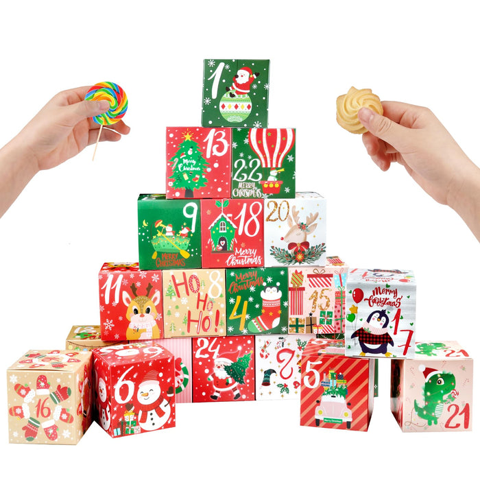 ONESING 24 Pcs DIY Christmas Advent Calendar Boxes for 2024, 24 Days Countdown Calendar Gift for Adults and Kids Christmas Cardboard Number Boxes Make & Fill Your Own Advent Calendar Boxes