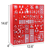 Juegoal Red Advent Calendar with 24 Drawers Countdown to Christmas, Refillable Wooden Advent, 15 Inches Tall