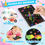 ZMLM Scratch Art Party Favors: 16 Pack Rainbow Scratch Paper Art Craft Notebooks for Kids Age 3-12 Classroom Prize Art Party Supplies Birthday Goodie Bag Stuffers Easter Christmas Gift for Girls Boys