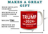 Rogue River Tactical Donald Trump 2024 Coffee Mug Take America Back Trump 2024 Novelty Cup President of The United States MAGA (Red)