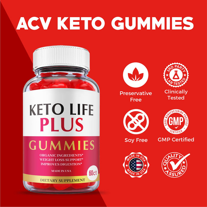 (2 Pack) Keto Life Plus Gummies - Official Formula, Vegan - Keto Life Plus ACV Gummies with Apple Cider Vinegar, Weight Apple Loss Cider, Great Taste, Vitamin B12, B6, Beet Root Juice (120 Gummies)