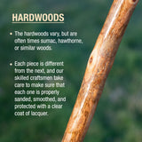 Brazos Rustic Wood Walking Stick, Hardwood, Traditional Style Handle, for Men & Women, Made in The USA, 55"