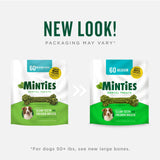 Minties Dental Chews for Dogs, 60 Count, Vet-Recommended Mint-Flavored Dental Treats for Medium Dogs 25-50 lbs, Dental Bones Clean Teeth, Fight Bad Breath, and Removes Plaque and Tartar