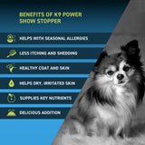 K9 Power - Show Stopper, Healthy Coat & Skin Supplement for Dogs, Reduces Itching & Shedding, Dry Skin, Seasonal Allergies, Omega 3s, 1lb