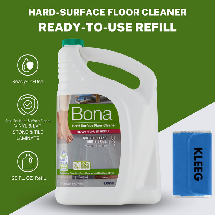 KLEEG Bona Hard-Surface Floor Cleaner Refill | Bona Hard-Surface Floor Cleaner Refill Bundled Cleaning Packet