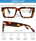 JM 3 Pack Oprah Style Reading Glasses for Women Men, Fashion Square Blue Light Blocking Readers +4.0