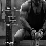 BLACKMARKET RAW Creatine - Workout Powder Drink Mix for Men & Women, Improve Muscle Size, Strength, Definition, Provides Rapid Absorption & Improves Performance, 300 Grams