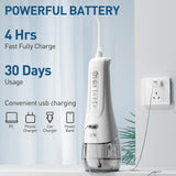 ZPN Water Dental Flosser Cordless for Teeth Cleaning，with 4 Modes Oral Irrigator, 5 Replaceable Jet Tips, Portable and Rechargeable IPX7 Waterproof Teeth Cleaner for Home and Travel (White)