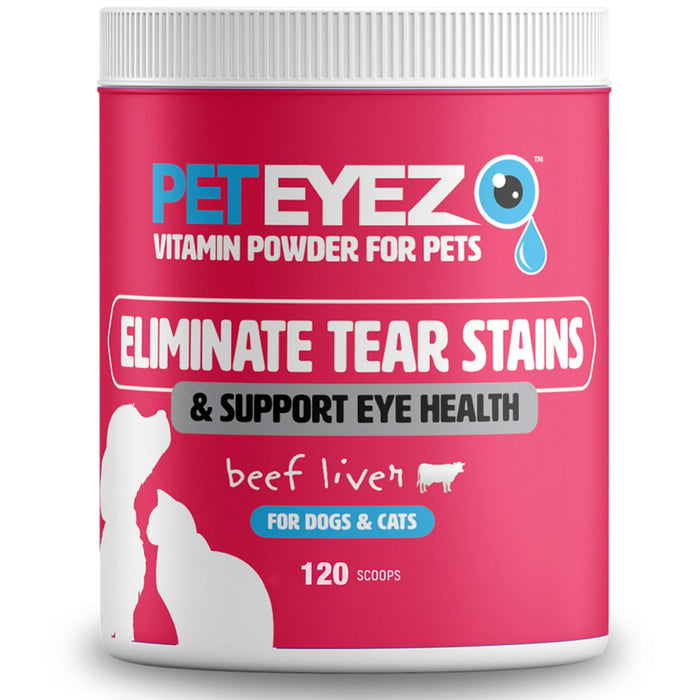 PetEyez Food Topper Vitamin Powder for Tear Stain for Dogs and Cats - 120 Scoops