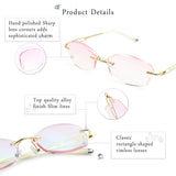 LifeArt Blue Light Blocking Glasses, Computer Reading Glasses, Anti Blue Rays, Reduce Eyestrain, Rimless Frame Tinted Lens with diamond, Stylish for Women (+2.50 Magnification)