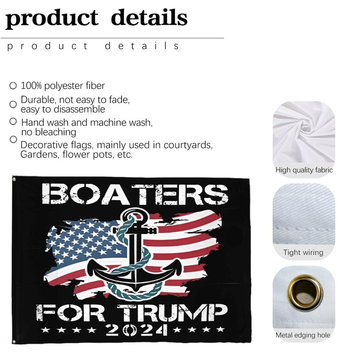 Generic Trump Garden Flags Boaters For Trump Outdoor Flag & America House Flags & Gay Garden Flag & Jesus House Flags & Boaters For Trump 2024, white