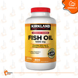 Kirkland Fish Oil 1000mg 400 Softgels for Women and Men, Provides 300 mg Omega 3 Fatty Acids + Includes VenanciosBox Sticker (Pack of 1)