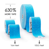 (2in X 103 Feet) OK TAPE PRO Bulk Kinesiology Tape, Original Elastic Latex Free Kinesiology Therapeutic Tape, Free Cut Printed, Blue+Blue