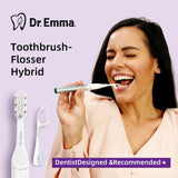 Dr. Emma Electric Flosser, Power Flosser for Adults Kids, Gum Stimulator, Teeth Cleaner, Reusable Flossing Tool with Toothbrush, Water Flosser Alternative, Purple