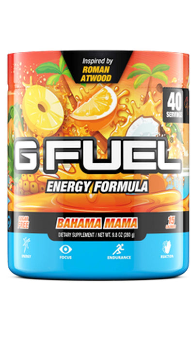 G Fuel Roman Atwood Energy Powder, Sugar Free, Clean Caffeine Focus Supplement, Water Mix, Orange, Coconut & Pineapple Flavor, Focus Amino, Vitamin + Antioxidants Blend - 9.8 oz (40 Servings)