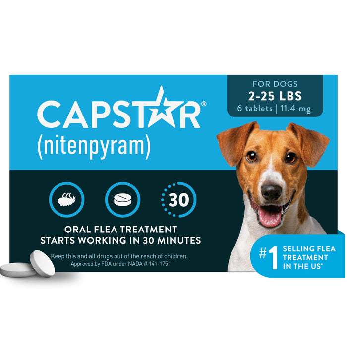 Capstar Oral Flea Tablets Dogs 2-25 lbs, Nitenpyram, 6-Dose