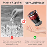UBALANCE Cupping Therapy Set 6 Cups - Electric Smart Cupping Kit Massager, 4 in 1 Red Light Therapy Negative Pressure Massage Tool with 12 Modes for Fatigue Stress Muscle Pain Relief (Red)