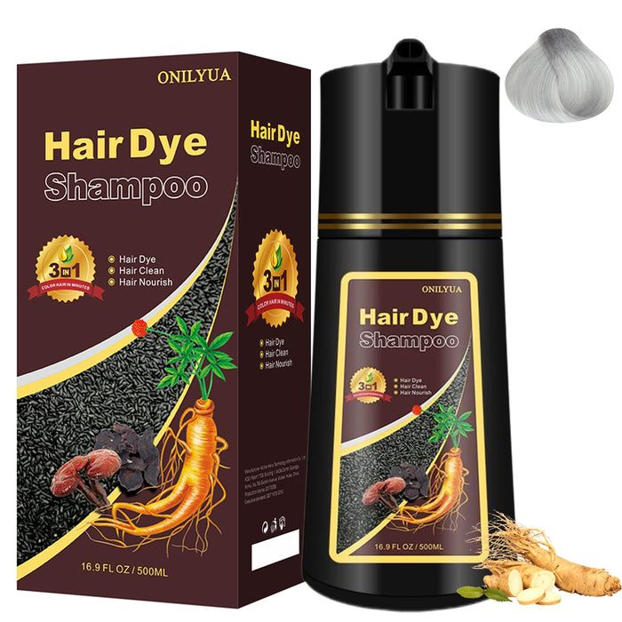 Fvquhvo Instant Hair Color Shampoo, Silver Gray Hair Dye Shampoo 3 in 1, Natural Silver Hair Shampoo, Shampoo Hair Dye Works in Minutes,16.90 Fl Oz Shampoo Para Canas (natural silver gray)