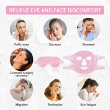 Face Eye Mask Ice Pack for Reducing Puffiness, Bags Under Eyes, Puffy Dark Circles, Migraine,Hot/Cold Pack with Soft Plush Backing (Pink-(1*Eye Mask+1*Face Mask))