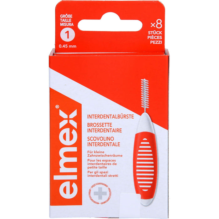 elmex interdental brushes orange ISO 0.45 mm size 1, 8 pieces interdental brushes