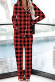 Aamikast Pajama Sets for Women Soft Button Up Christmas Pjs Matching Sets (Plaid Red L)