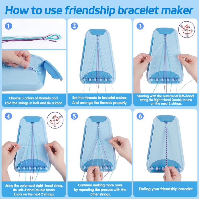 Arts and Crafts for Kids Ages 8-12,Friendship Bracelet Making Kit for Girl,Kids Jewelry Making Kit with 28 Pre-Cut Threads,Christmas Birthday Gifts for Ages 6 7 8 9 10 11 12 Year Old Light Blue