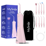 MySmile LP211 Cordless Advanced Water Flossers for Teeth, 5 Cleaning Modes Rechargeable Power Dental Flosser 8 Replacement Jet Tips IPX 7 Waterproof Dental Irrigador with Portable Travel Storage Pouch