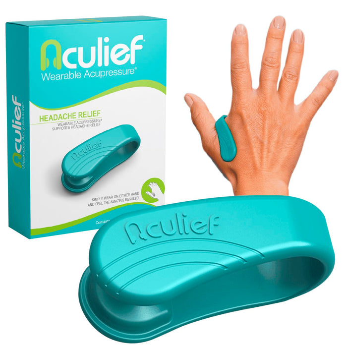 Aculief - Award Winning Natural Headache, Migraine, Tension Relief Wearable – Supporting Acupressure Relaxation, Stress Alleviation, tension relief and headache relief - 1 Pack (Regular, Teal)