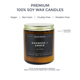 Calyan Wax Soy Wax Candle, Oakmoss & Amber Scented Candle for The Home | Premium Candle with Essential Oils | 7.2 oz 57 Hour Burn | Soy Candle in Amber Glass Jar | Aromatherapy Gift