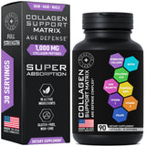 Age Defense Beauty Collagen Matrix - Biotin Collagen Keratin Supplement DHT Blocker - 1,000mg Hydrolyzed Multi Collagen Complex, Saw Palmetto, Hyaluronic Acid, Vitamin C - 90 Gluten-Free, Non-GMO Caps