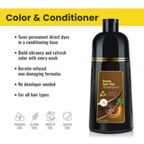 KINGMING Brown Hair Dye Shampoo 3 in 1 for Gray Hair, Hair Color Shampoo for Women Men Grey Hair Coverage, Herbal Ingredients Champu Con Tinte Para Canas 500ml (Brown)