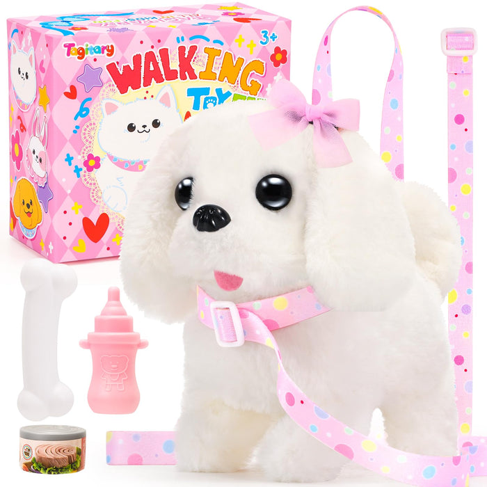 Tagitary Plush Toys Interactive Puppy Toy for Kids,Electronic Toy Dog that Walk and Bark,Tail Wagging, Fake Dog Toy with Leash,Perfect Easter Christmas Birthday Gift for Kids Toddlers