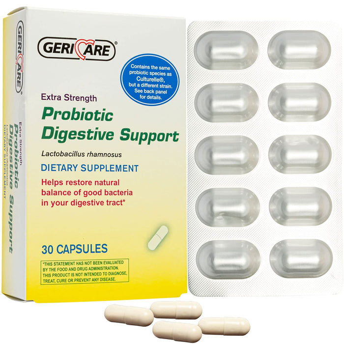 GeriCare Probiotic Digestive Support | Extra Strength 20 Billion CFU Lactobacillus Rhamnosus R-11 Daily Probiotic | Keeps Your Digestive System Balanced | 30 Capsules