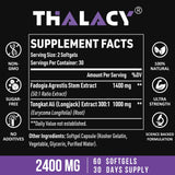 Thalacy Fadogia Agrestis & Tongkat Ali Supplement – 2400mg Ultra Blend – 360 Softgels – Non-GMO, Gluten-Free