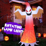 Dearsun 8FT Giant Halloween Inflatable Ghost with red Flame lamp Inside, Blow up Halloween Inflatable Outdoor Decoration Jumbo Party Yard Decoration (Ghost with Flame lamp)