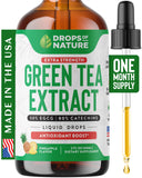 Green Tea 2500mg 10:1 Extract 50% EGCG - Green Tea Liquid Drops - Vegan, 4X More Powerful than Pills & Capsules - 2oz Antioxidant & Immune Supplement - Skin, Heart Support, Brain Health & Memory Boost