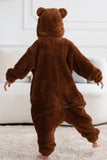 DELEY Unisex One Piece Animal Kids Brown Bear Onesie, Animal Pajamas Halloween Cosplay Costume for Women and Mens Parent-Child Sleepwear