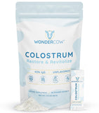 WonderCow Colostrum Powder Supplement for Gut Health, Immune Support, Muscle Recovery & Wellness | 40% IgG Highly Concentrated Pure Bovine Colostrum Superfood, Gluten Free, Unflavored, 30 Servings