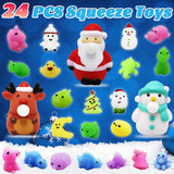 VEALIZUU Advent Calendar 2023 for Kids, Christmas Calendar Countdown Toys with 24PCS Various Cute Relief Stress Toys, 3 Pinch to Bubble Toys & 21 Mochi Squishy Toys, for Boys Girls